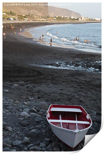 Beach and boat, Valle Gran Rey, La Gomera Print by Phil Crean