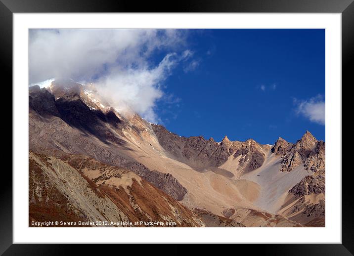 Clouds and Mountains, Yak Kharka to Thorung Phedi Framed Mounted Print by Serena Bowles
