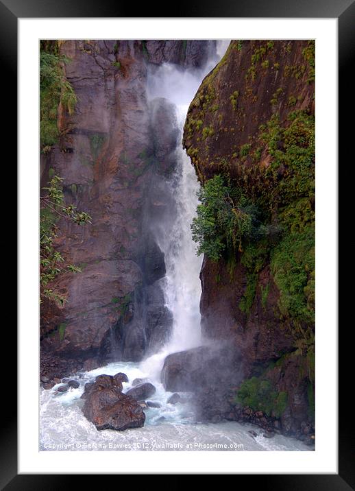 Crashing Waterfall into Marsyangdi River Framed Mounted Print by Serena Bowles
