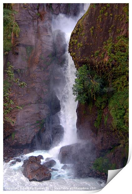 Crashing Waterfall into Marsyangdi River Print by Serena Bowles
