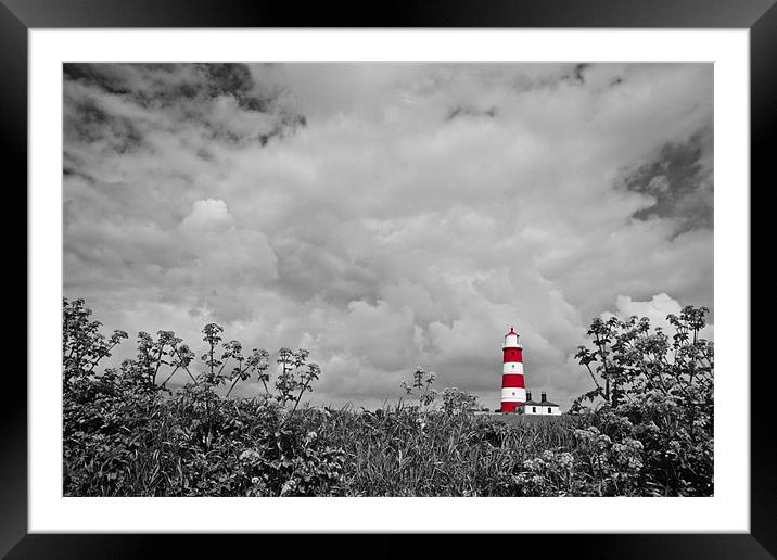 Happisburgh Lighthouse Colour Popping Framed Mounted Print by Paul Macro