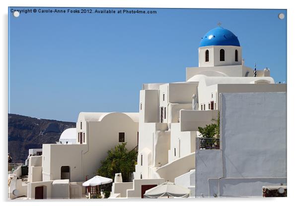 Church and Houses, Oia, Santorini Acrylic by Carole-Anne Fooks