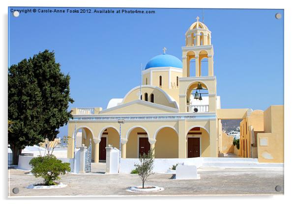 Church, Oia, Santorini, Greece Islands Acrylic by Carole-Anne Fooks