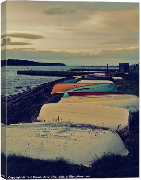 The Boats at Findhorn Canvas Print by Paul Brown