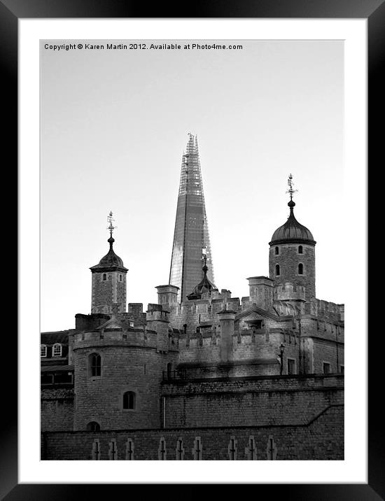 London's Towers - Black and White Framed Mounted Print by Karen Martin