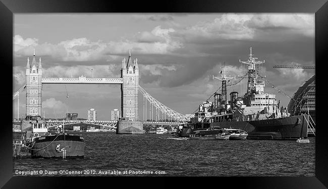 Tower Bridge and HMS Belfast Framed Print by Dawn O'Connor