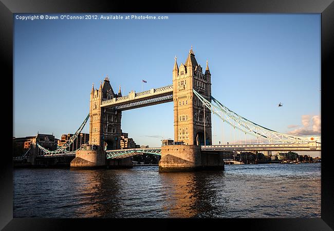 Helicopter at Tower Bridge Framed Print by Dawn O'Connor