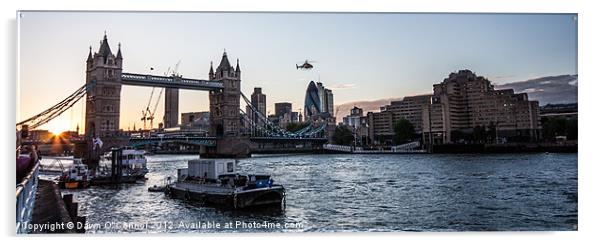 Helicopter at Tower Bridge Acrylic by Dawn O'Connor