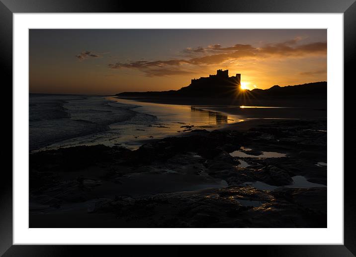 Bamburgh Castle at Sunrise Framed Mounted Print by David Smith