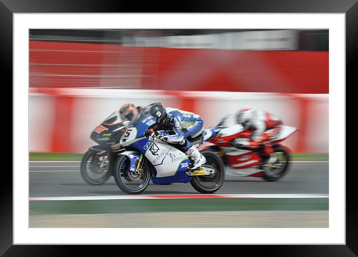 Three Racers Framed Mounted Print by Lise Baker
