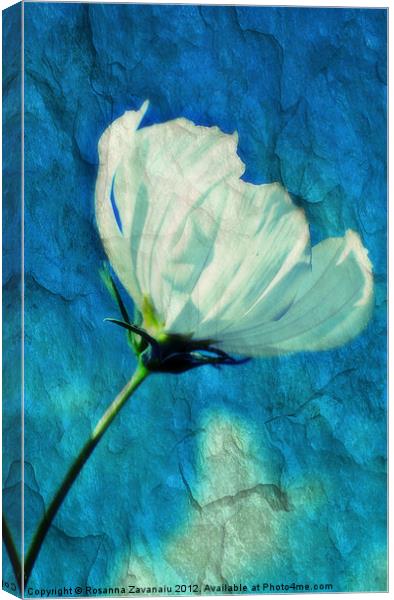 Blue Texture Flower. Canvas Print by Rosanna Zavanaiu
