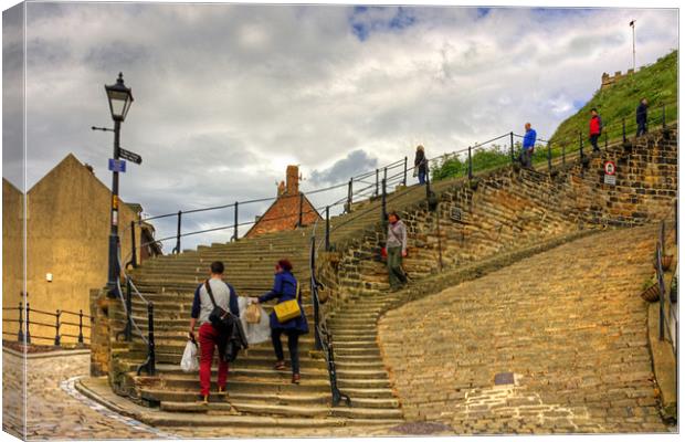 Bottom of the Whitby Steps Canvas Print by Tom Gomez