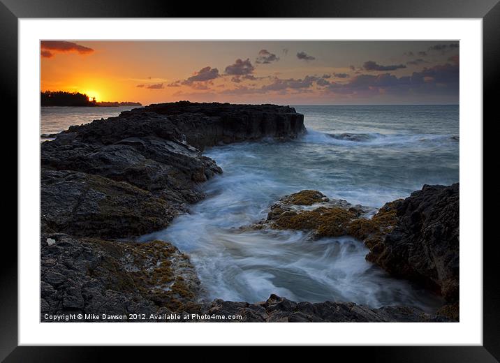 North Shore Sunset Framed Mounted Print by Mike Dawson