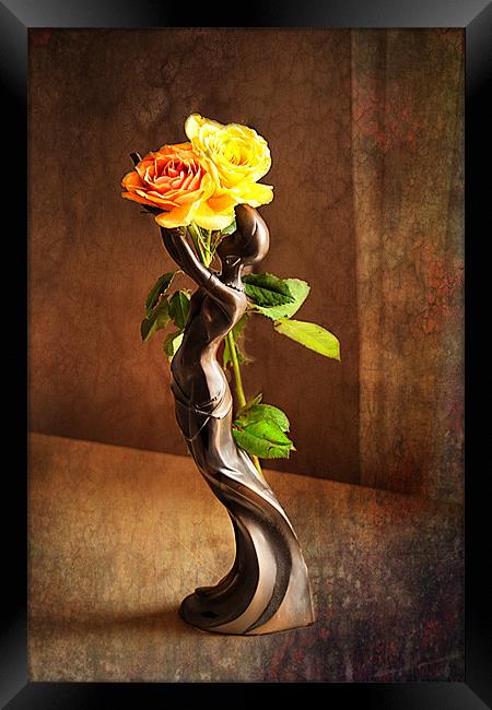 Deco Roses Framed Print by Irene Burdell