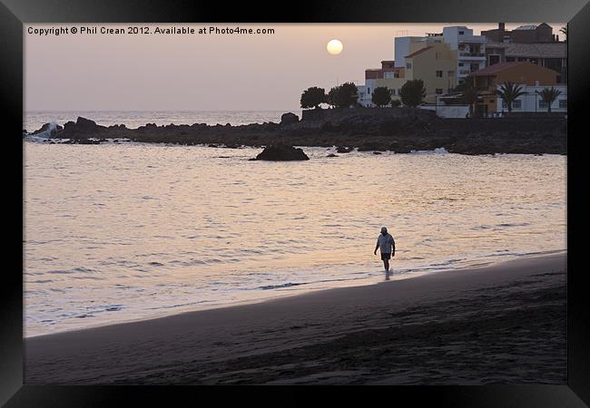 Walking on the shore, Valle Gran Rey, La Gomera Framed Print by Phil Crean
