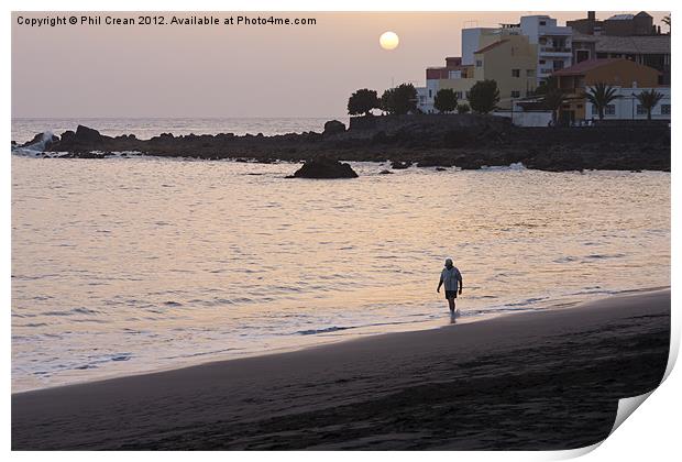 Walking on the shore, Valle Gran Rey, La Gomera Print by Phil Crean