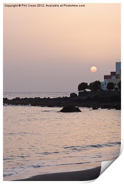 Red sun going down, Valle Gran Rey, La Gomera Print by Phil Crean