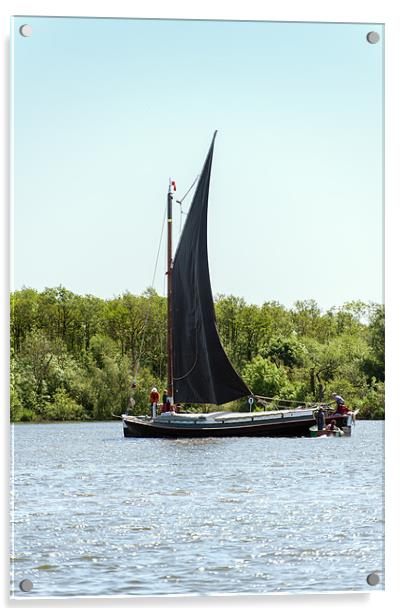 Black Sailed Norfolk Wherry Acrylic by Stephen Mole