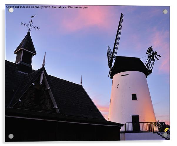 Lytham Lifeboat House And Windmill Acrylic by Jason Connolly