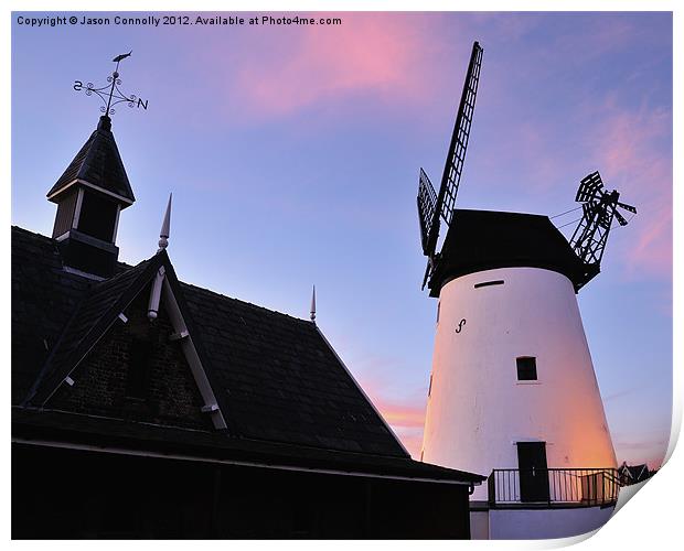 Lytham Lifeboat House And Windmill Print by Jason Connolly