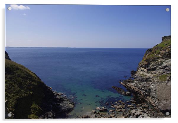 Tintagel Seascape Acrylic by Lee Osborne