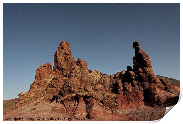 Volcanic landscape at night, Tenerife Print by Phil Crean