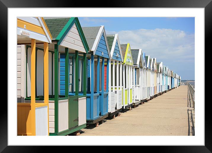beach huts of Southwold Framed Mounted Print by dennis brown