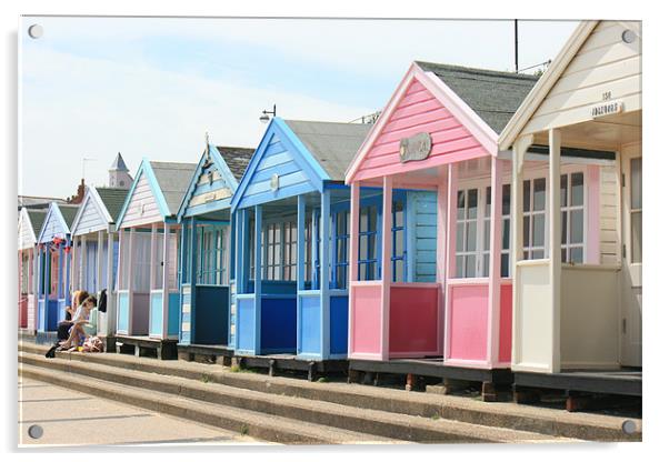 East Anglian beach huts Acrylic by dennis brown