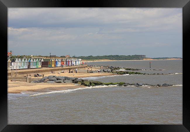 Southwold Beach and Huts Framed Print by Linda Brown
