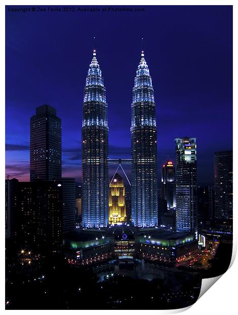 Petronas Towers in Kuala Lumpur Print by Zoe Ferrie
