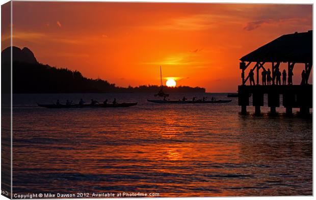 Hanalei Sunset Canvas Print by Mike Dawson