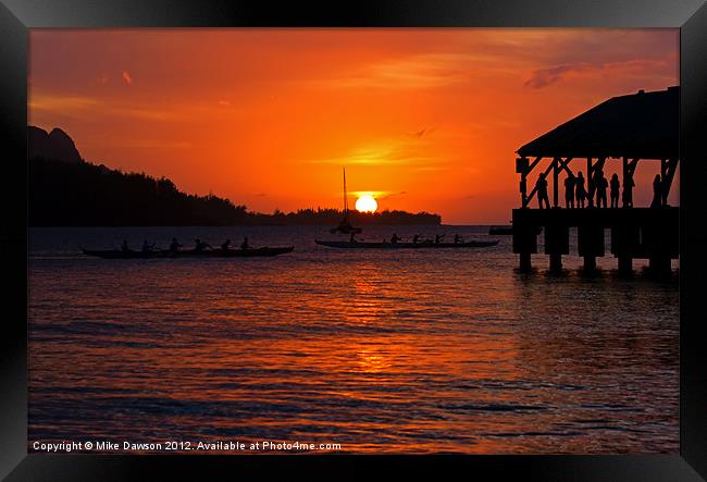 Hanalei Sunset Framed Print by Mike Dawson