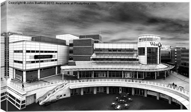 WestQuay Black and White Canvas Print by John Basford