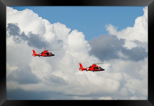 US Coast Guard helicopters Framed Print by Gary Eason