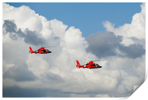 US Coast Guard helicopters Print by Gary Eason