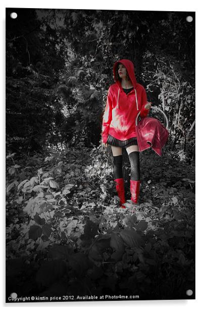 red riding hoodie Acrylic by kirstin price