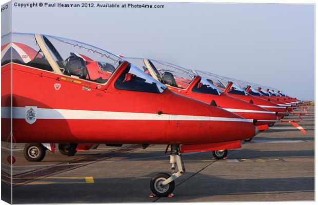 The Red Arrows Line Up Canvas Print by P H