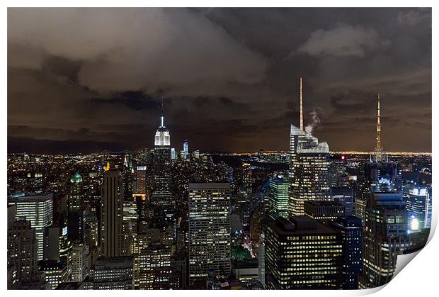 New York skyline at night Print by Gary Eason