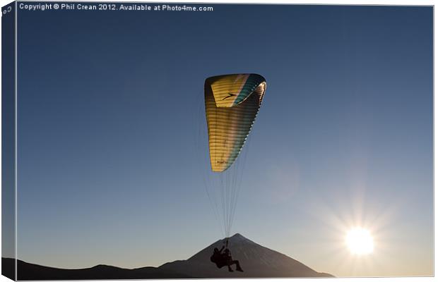 Paragliding over Teide Tenerife Canvas Print by Phil Crean