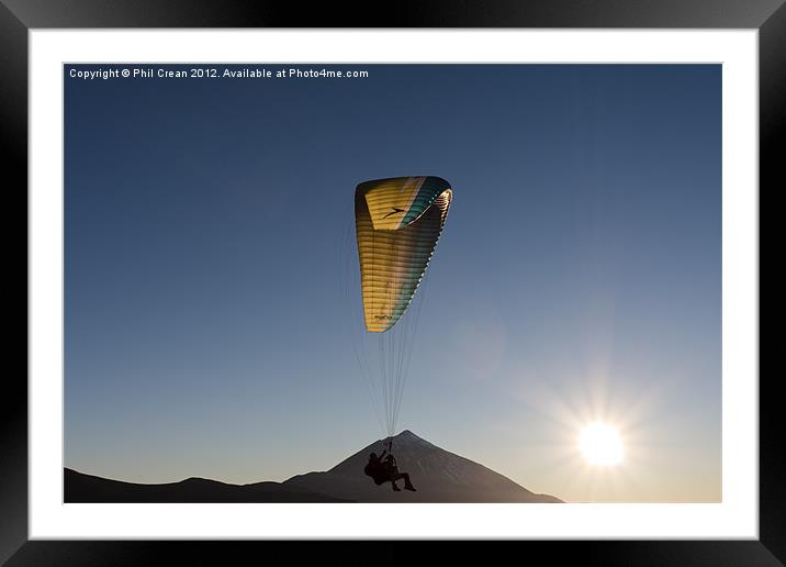 Paragliding over Teide Tenerife Framed Mounted Print by Phil Crean