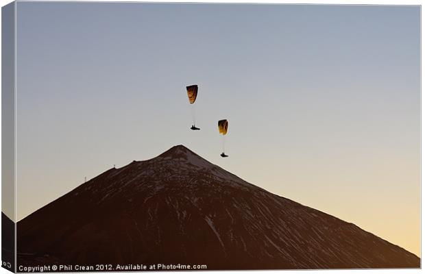 Paragliding over Teide, Tenerife Canvas Print by Phil Crean