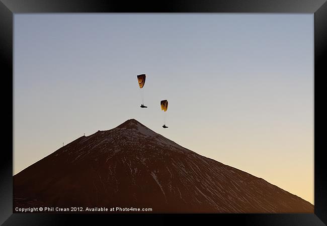 Paragliding over Teide, Tenerife Framed Print by Phil Crean