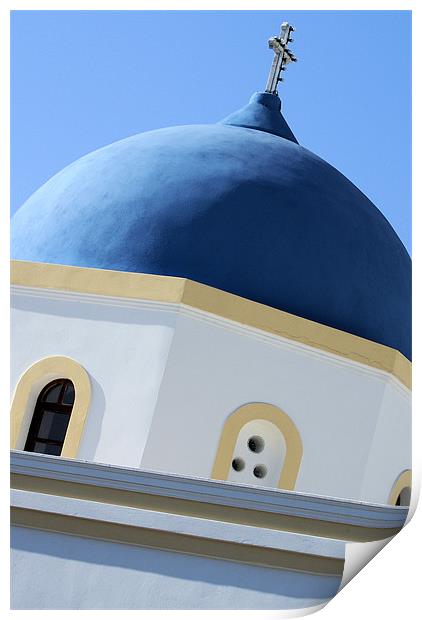 Santorini Dome Print by Brian  Raggatt