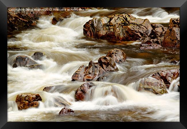 Fast Flowing over the Rocks Framed Print by Steve Hughes