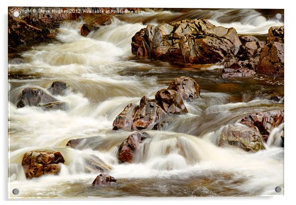 Fast Flowing over the Rocks Acrylic by Steve Hughes