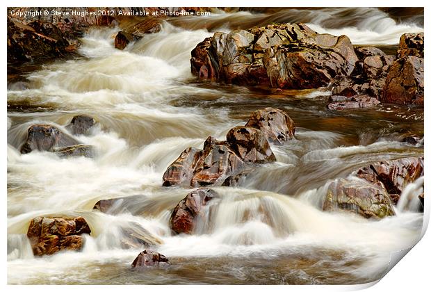 Fast Flowing over the Rocks Print by Steve Hughes