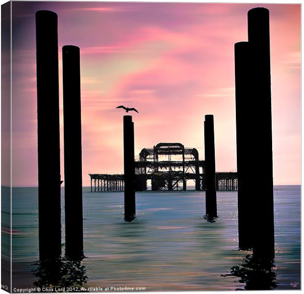 West Pier Silhouette Canvas Print by Chris Lord
