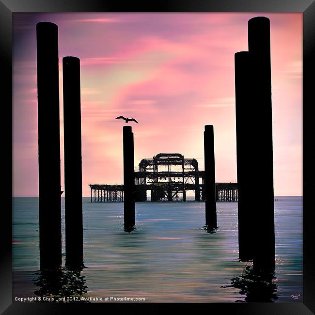 West Pier Silhouette Framed Print by Chris Lord