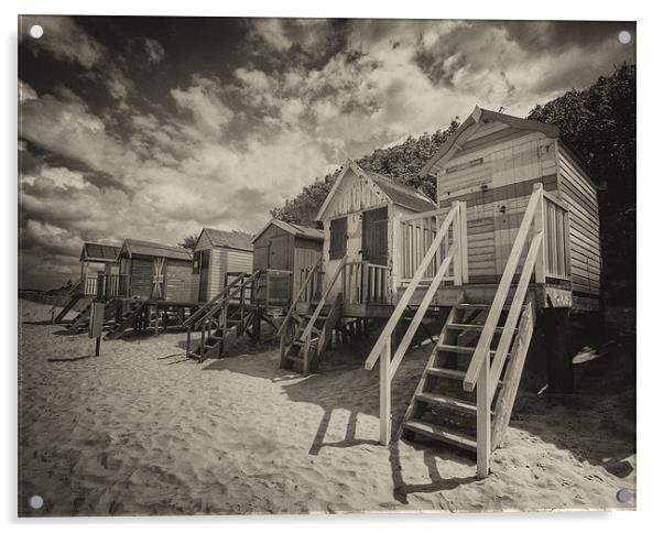 Beach-huts  Wells Next the Sea Acrylic by Mike Sherman Photog