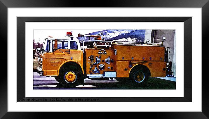 FIRE ENGINE oil paint, Framed Mounted Print by Larry Stolle